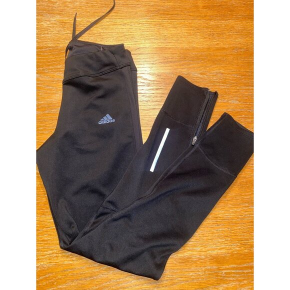 Adidas Black Climacool Performance Tights With Reflective Stripe & Zip Pocket - - Picture 4 of 4